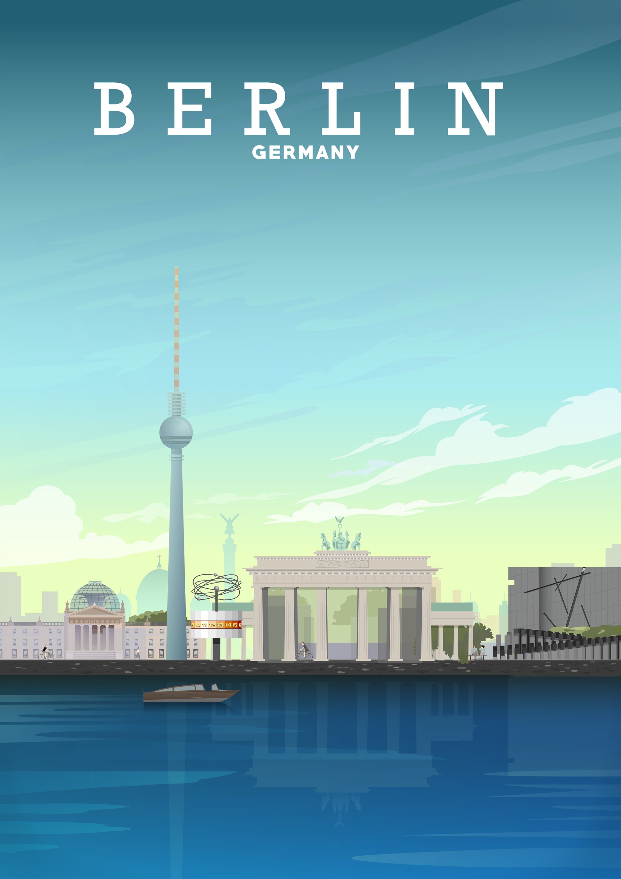 Berlin Poster, Berlin Germany Poster, Travel Art Hill View Prints