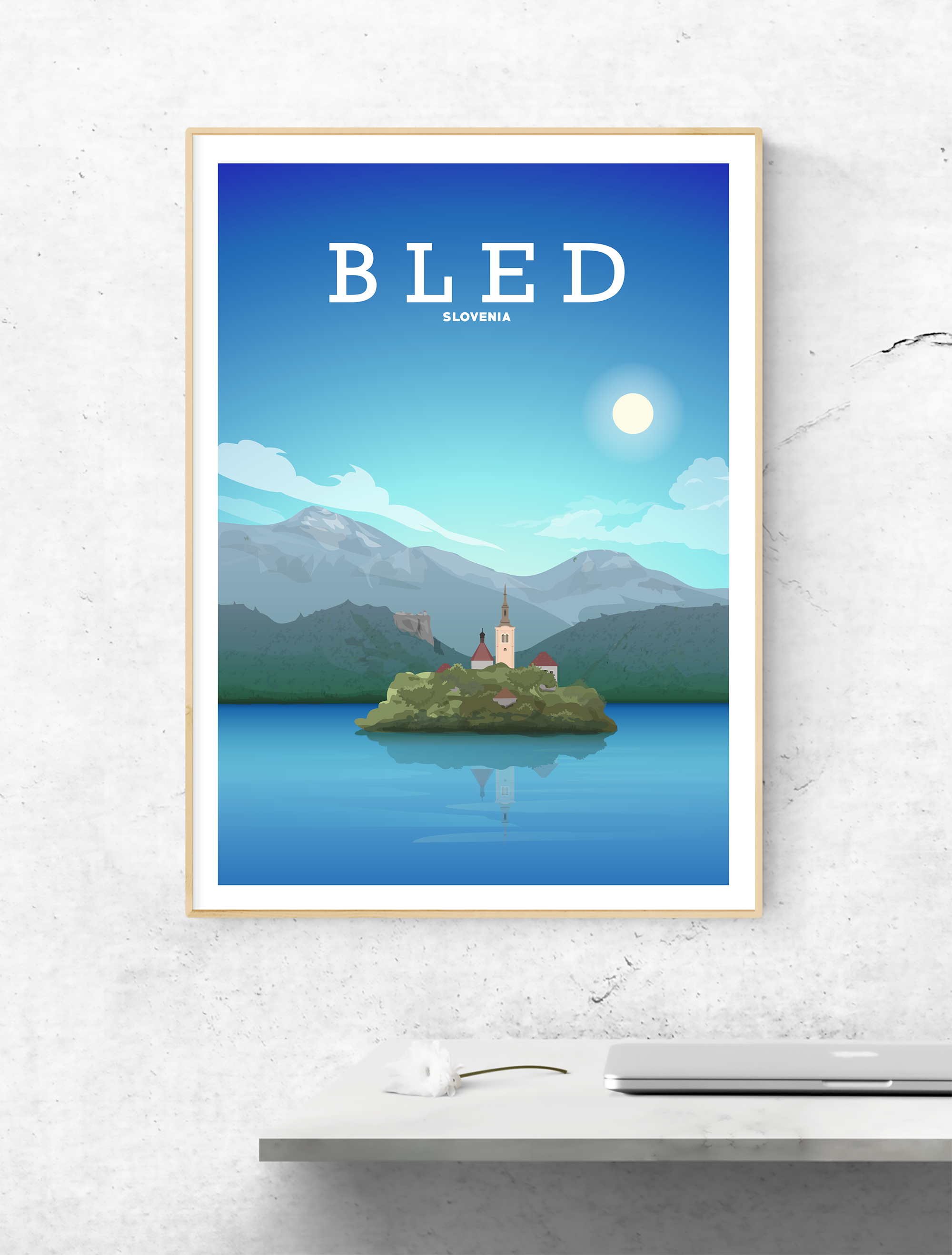 – Bled Bled Hill View Slovenia Print Prints Poster, Lake Lake