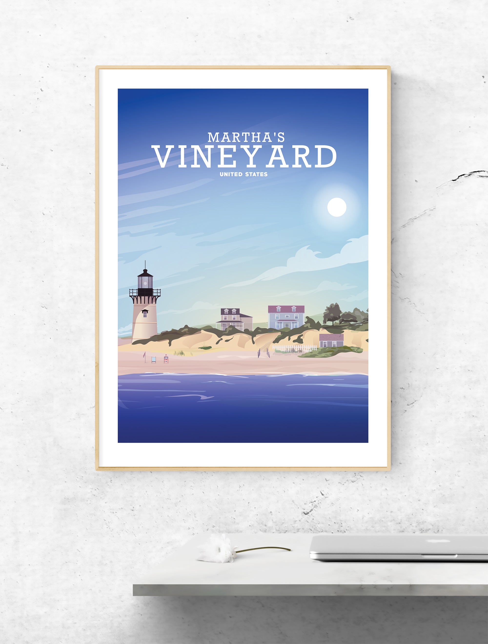 Martha's Vineyard Print, Cape Cod Poster Hill View Prints