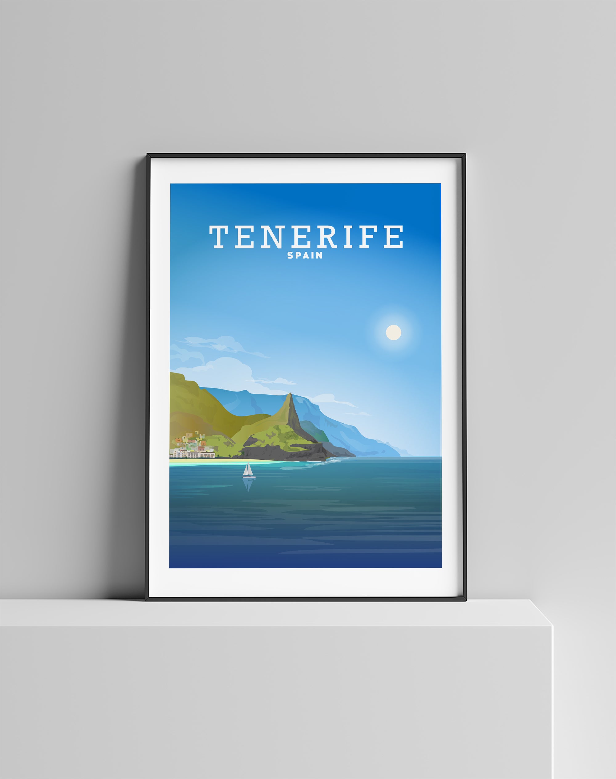 Tenerife Print, Tenerife Poster Hill View Prints