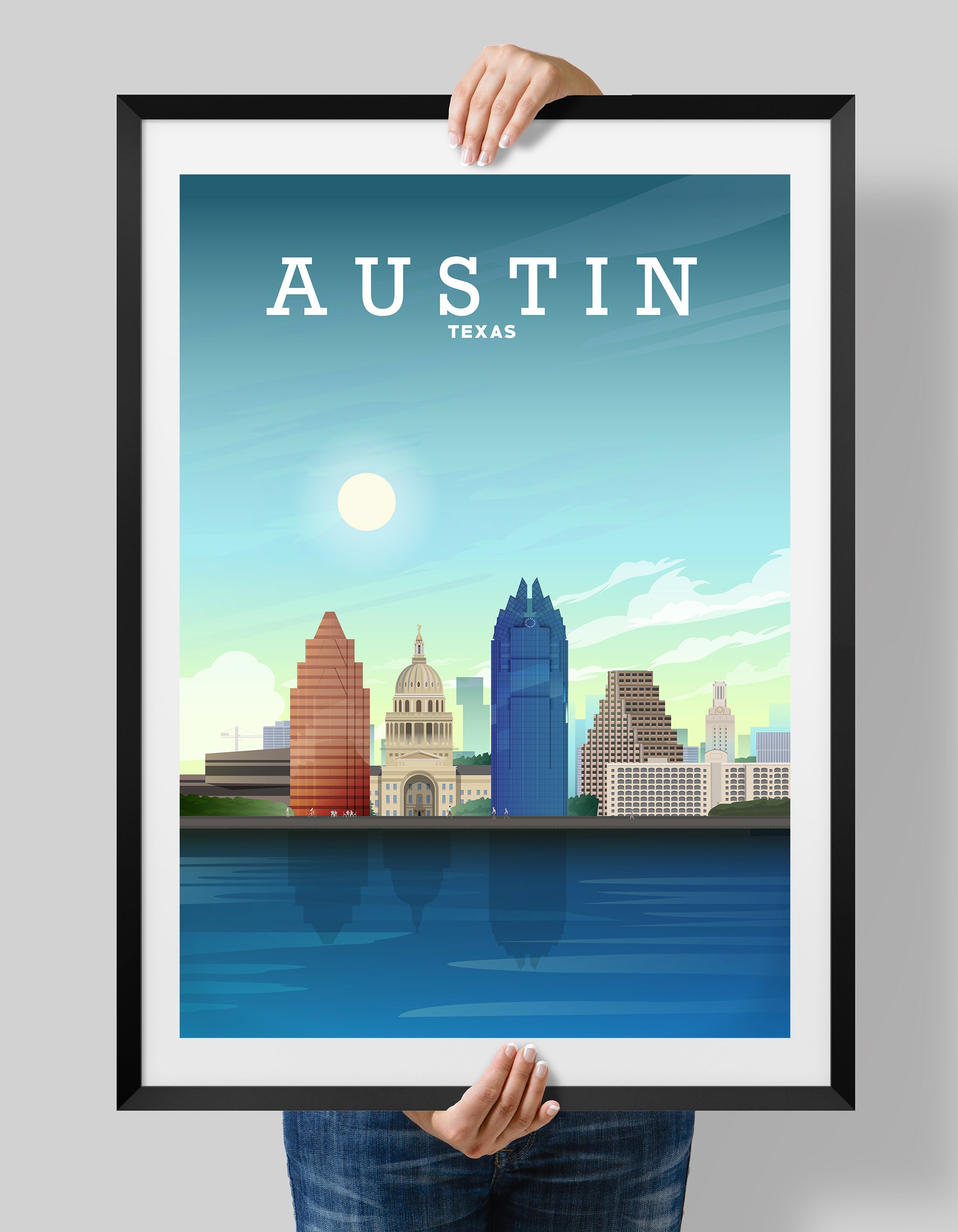 Austin Texas Print, Austin Texas Poster, Austin USA Art – Hill View Prints