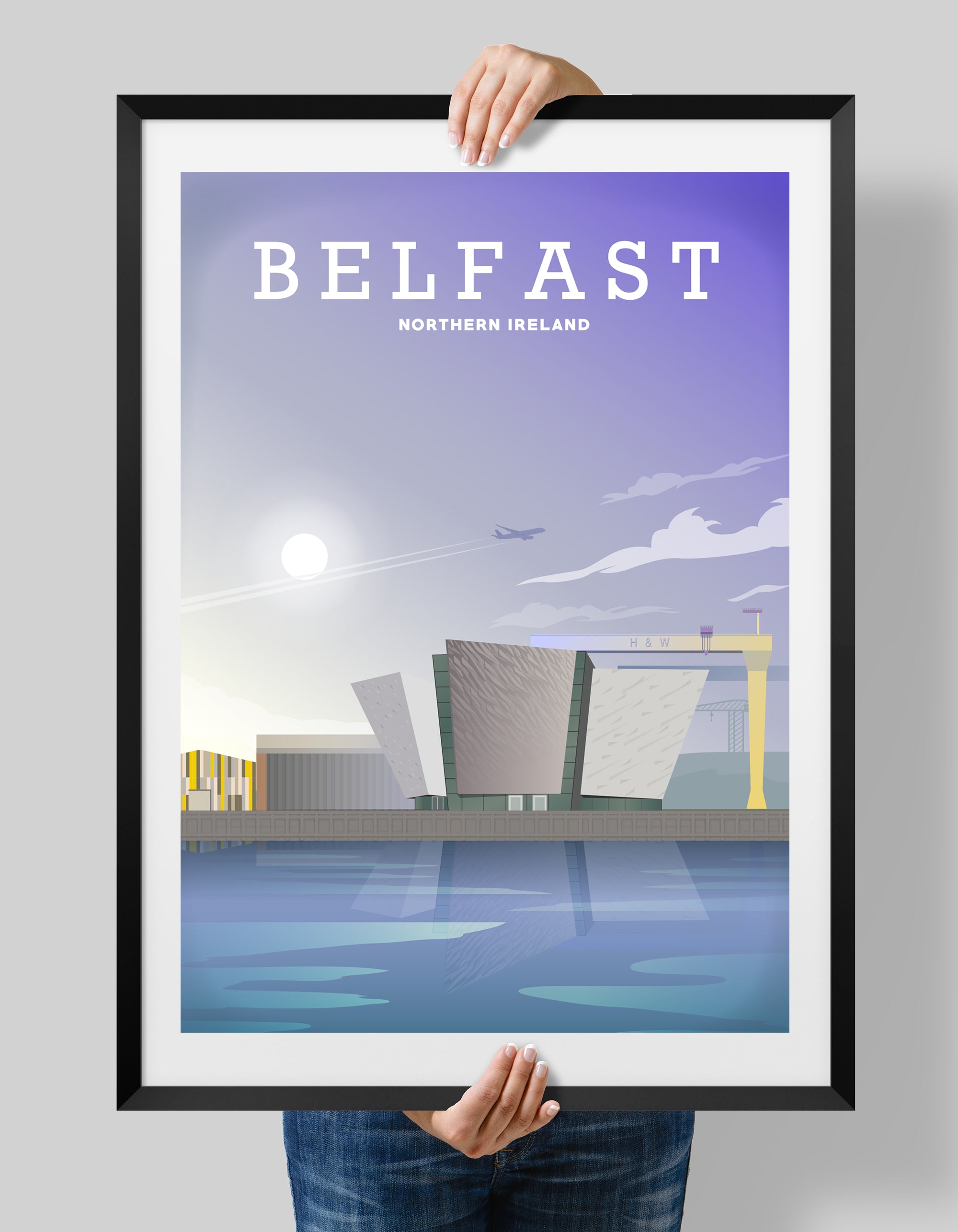 Belfast Poster, Belfast Print, Belfast Northern Ireland Hill View Prints