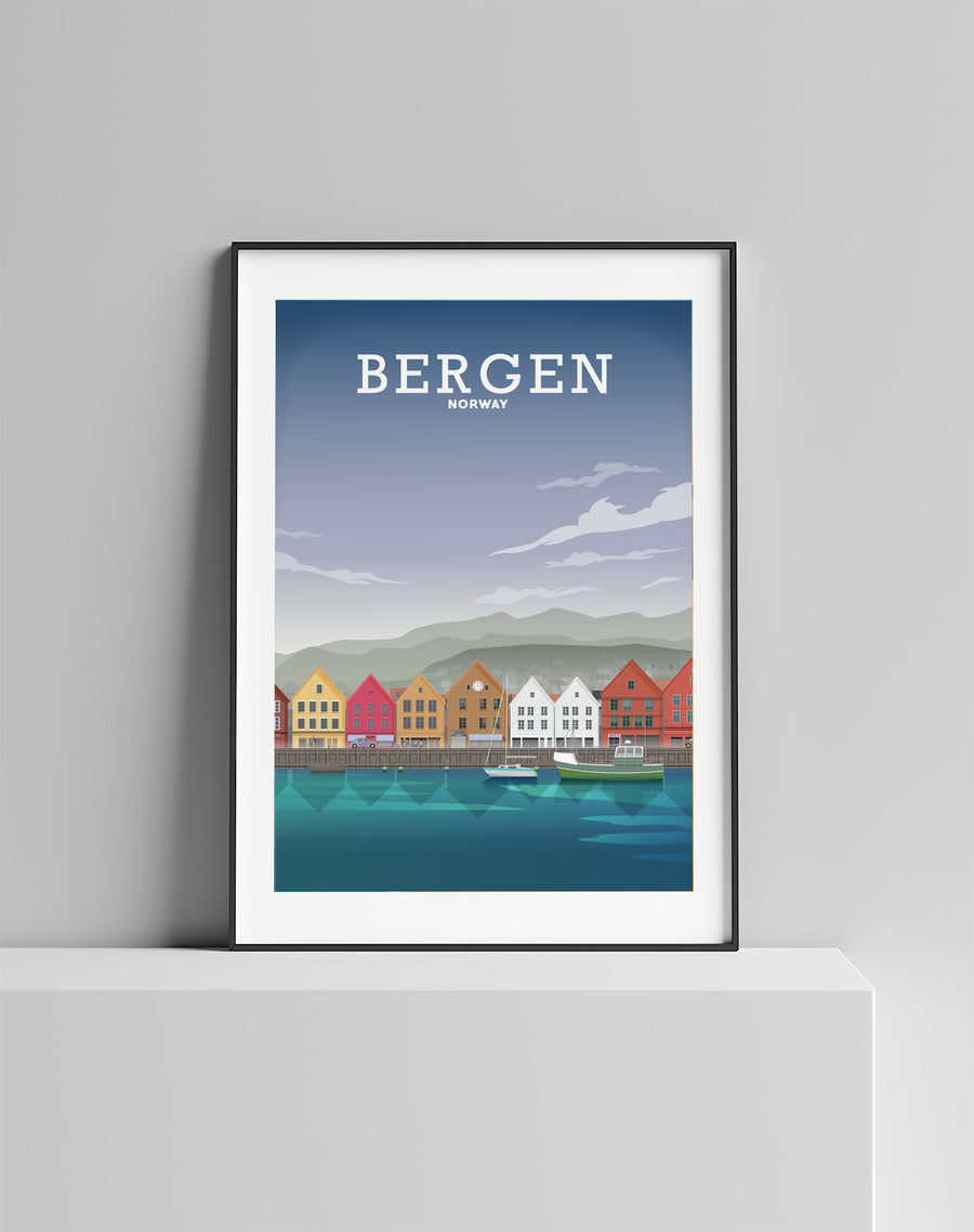 Bergen Norway Poster, Bergen Travel Print