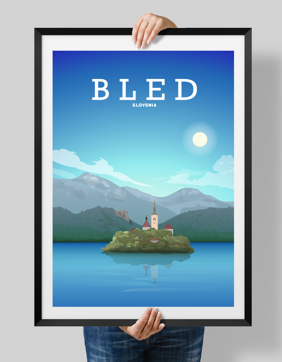 Lake Bled Poster, Lake Bled Slovenia Print