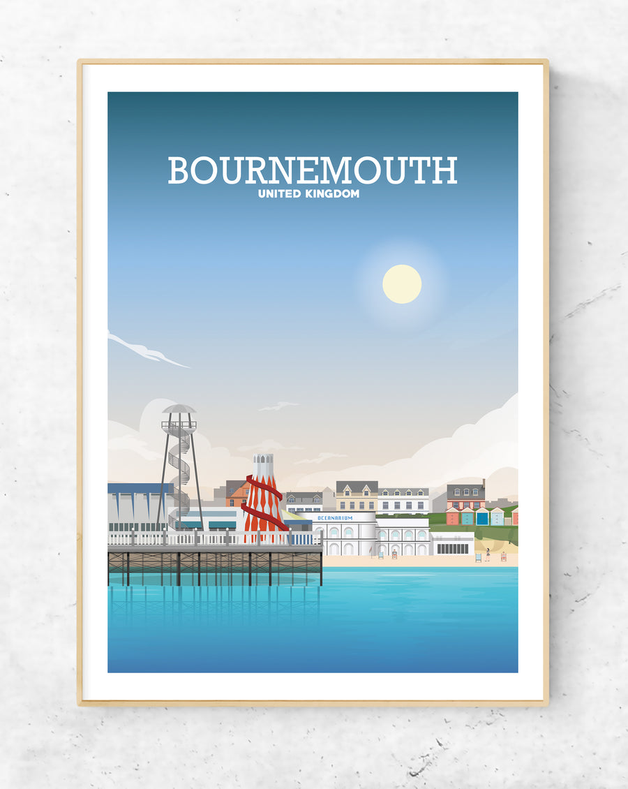 Bournemouth Poster, Bournemouth Wall Art, Dorset Print