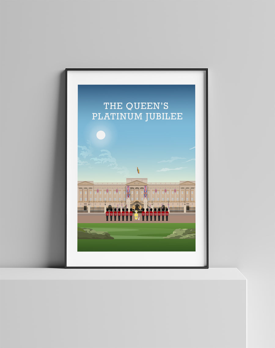 Queen's Jubilee Poster, Platinum Jubilee Print, Buckingham Palace Art