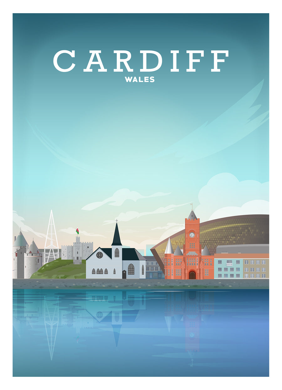 Cardiff Print, Cardiff Wales Poster, Travel Poster, Wales Art