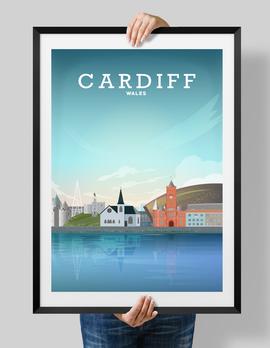 Cardiff Print, Cardiff Wales Poster, Travel Poster, Wales Art