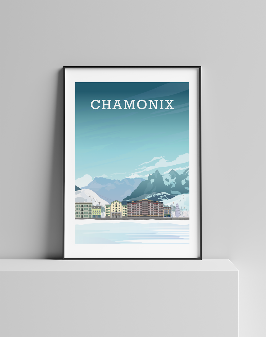 Chamonix Ski Poster, Mont Blanc, French Alps
