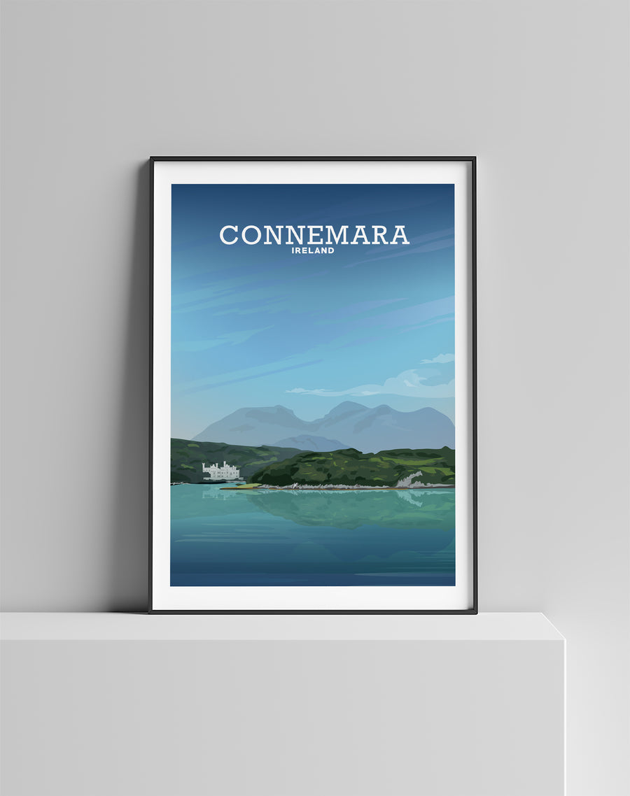 Connemara Ireland Print, Travel Poster County Galway, Kylemore Abbey