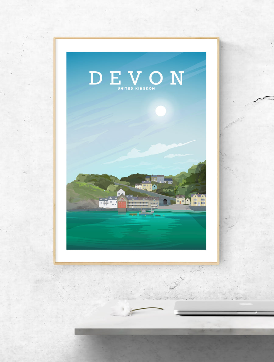Clovelly Devon, Devon Poster, Devon UK Print