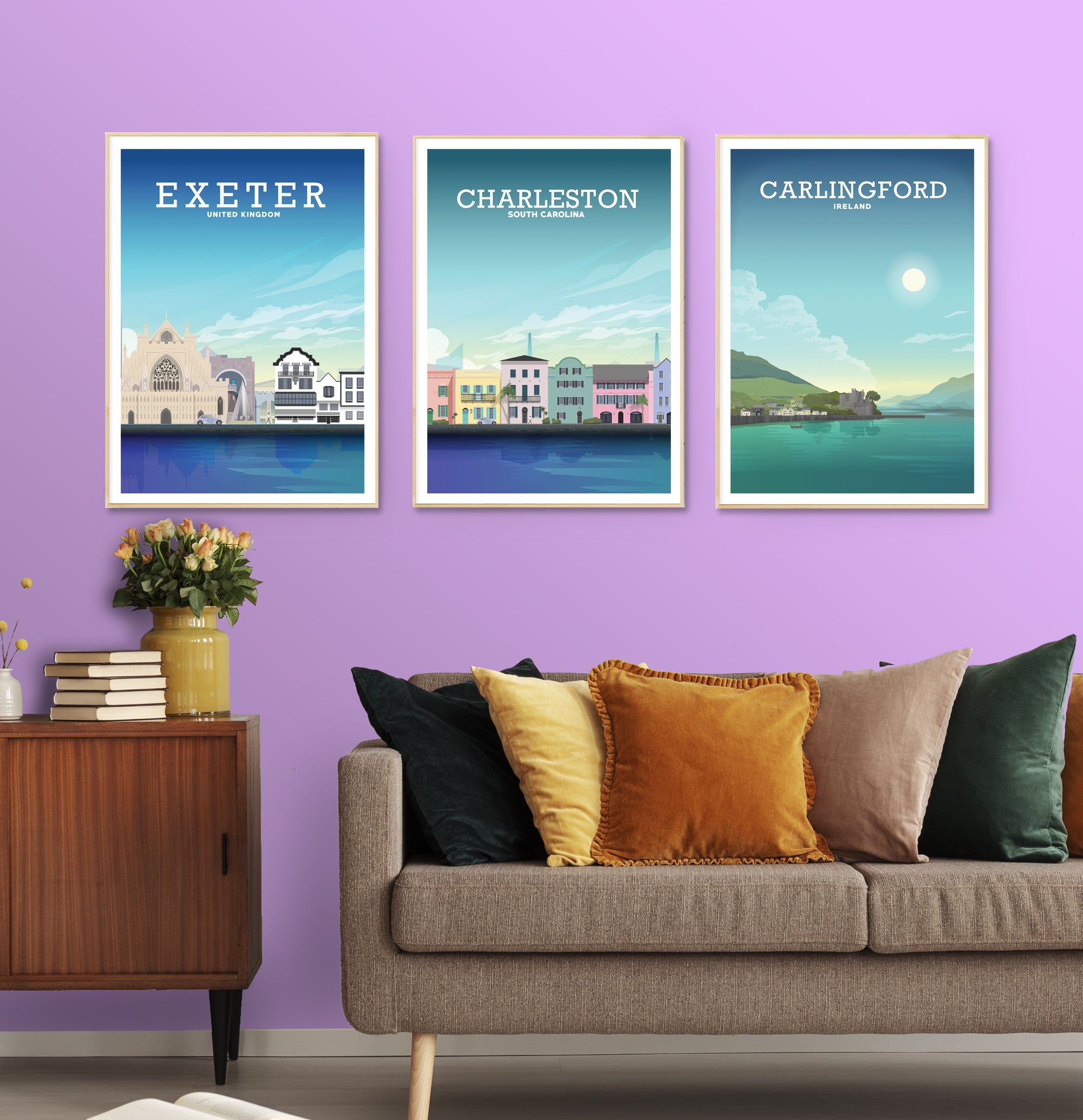 Exeter Print, Exeter Devon Poster Hill View Prints