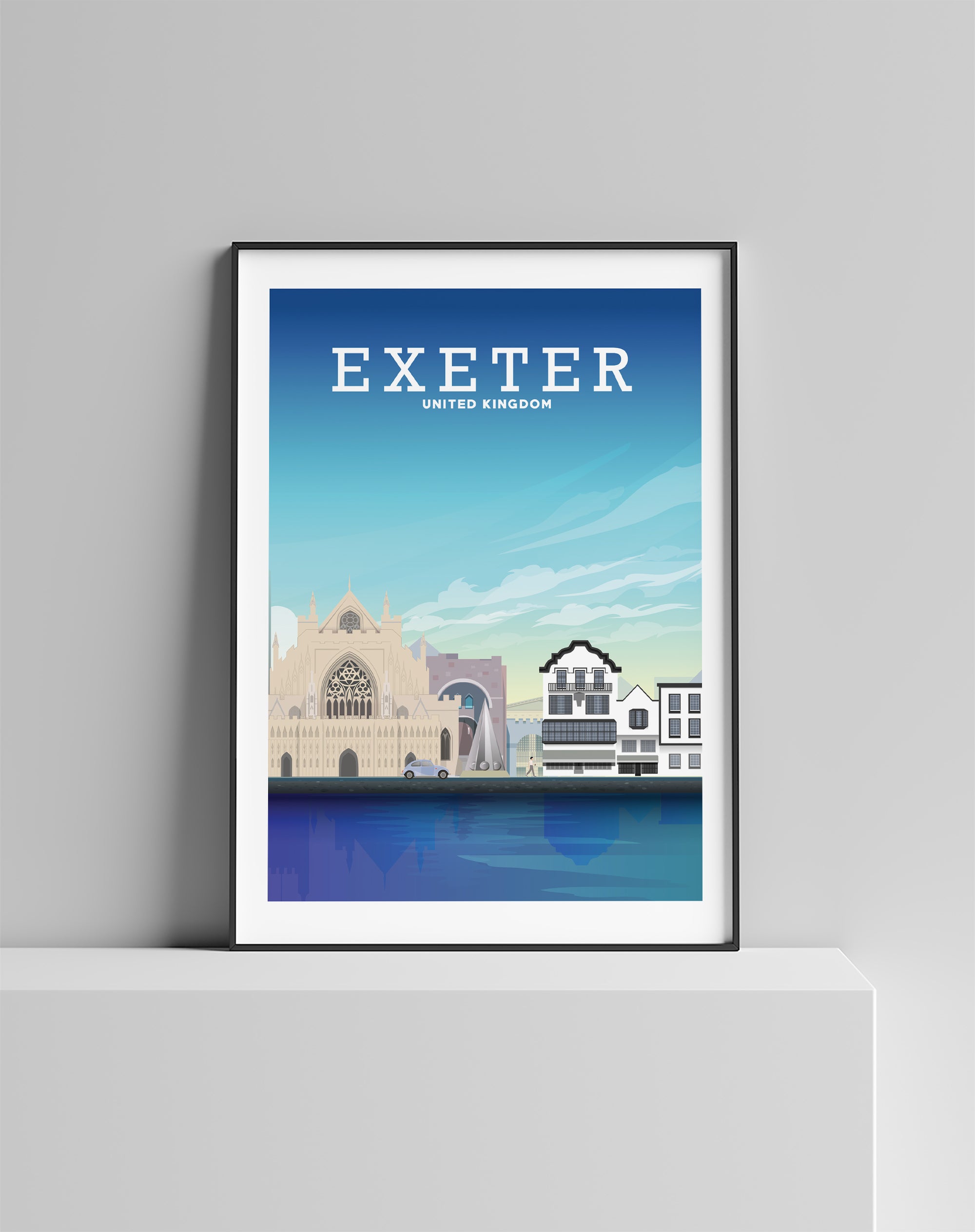 Exeter Print, Exeter Devon Poster Hill View Prints