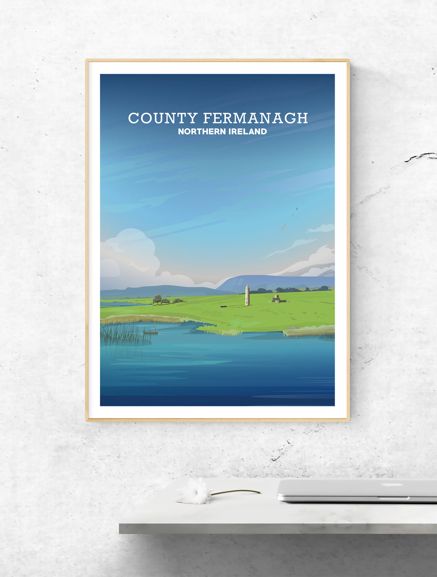 County Fermanagh Print, Lough Erne Poster, Northern Ireland Art