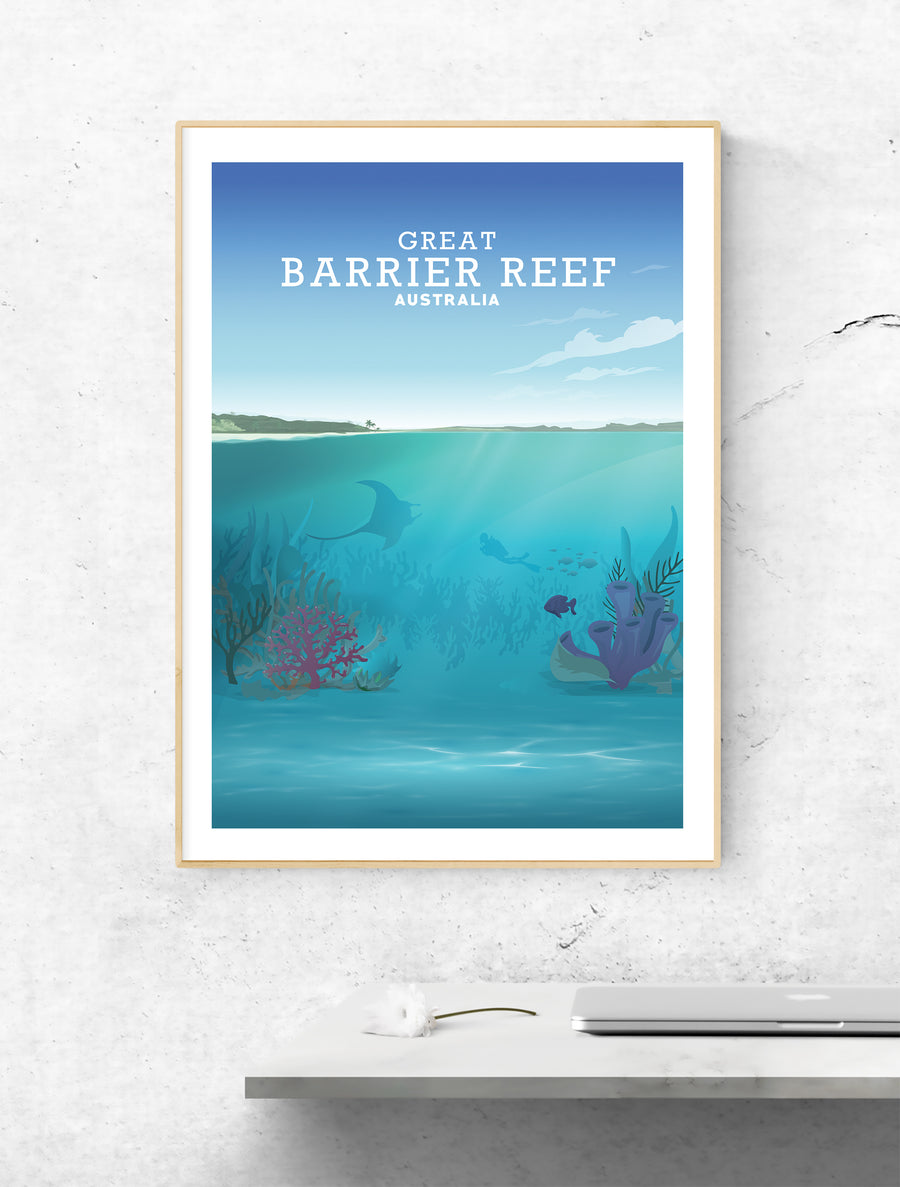 Great Barrier Reef, Queensland Australia, Coral Travel Print