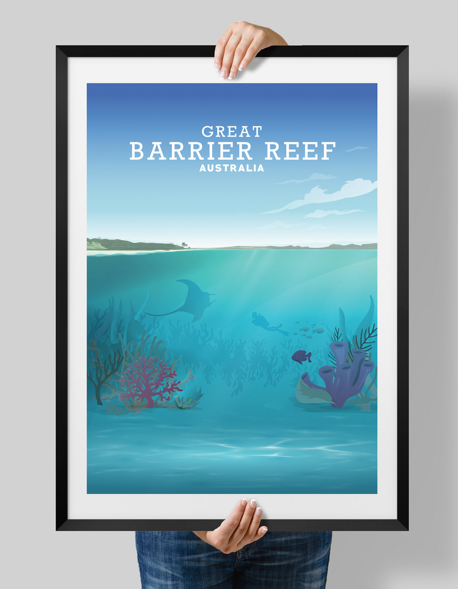 Great Barrier Reef, Queensland Australia, Coral Travel Print