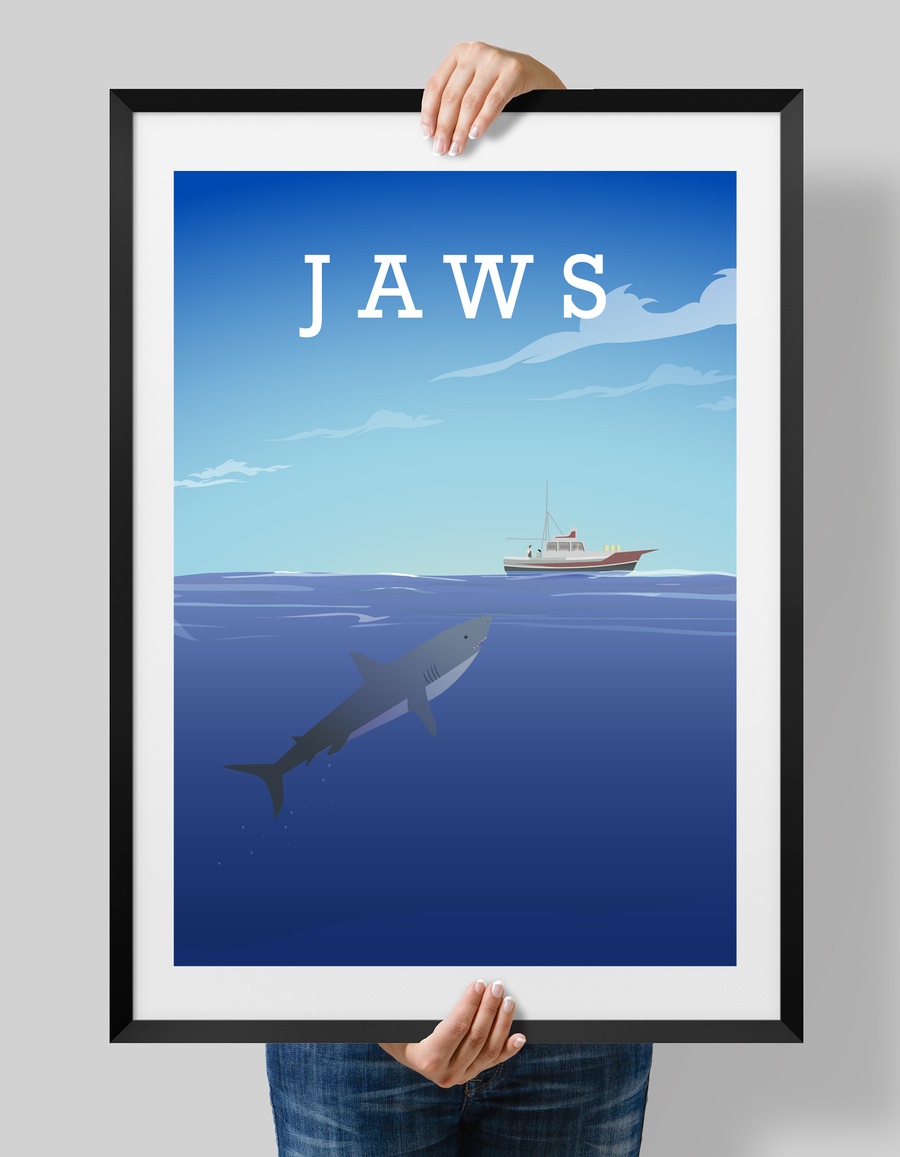 Jaws Movie Poster, Shark print