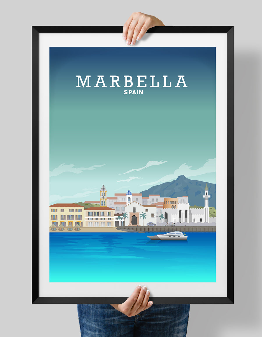 Marbella Print, Marbella Poster, Spanish Travel Poster