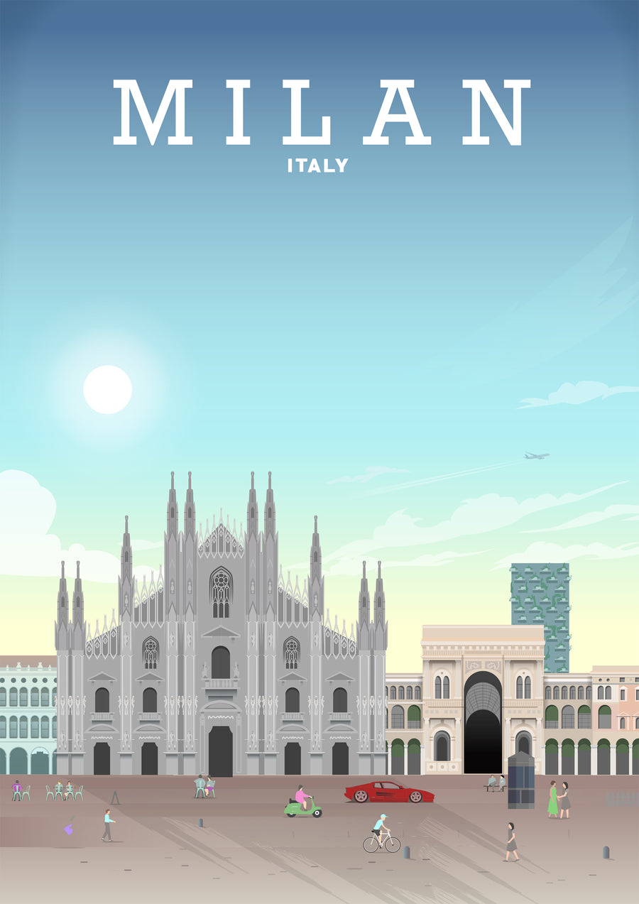 Milan Print, Milan Travel Poster, Milan Italy Art