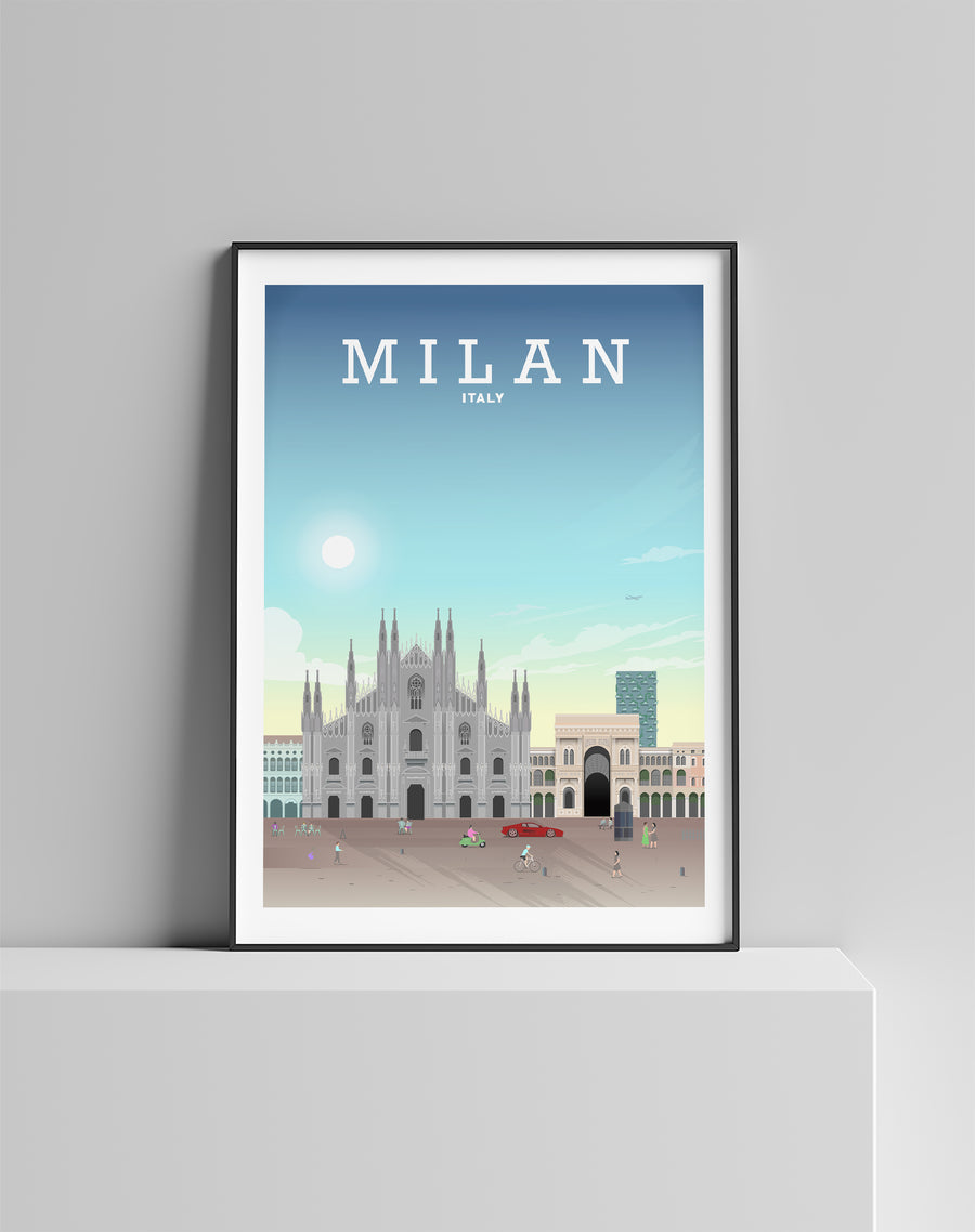 Milan Print, Milan Travel Poster, Milan Italy Art