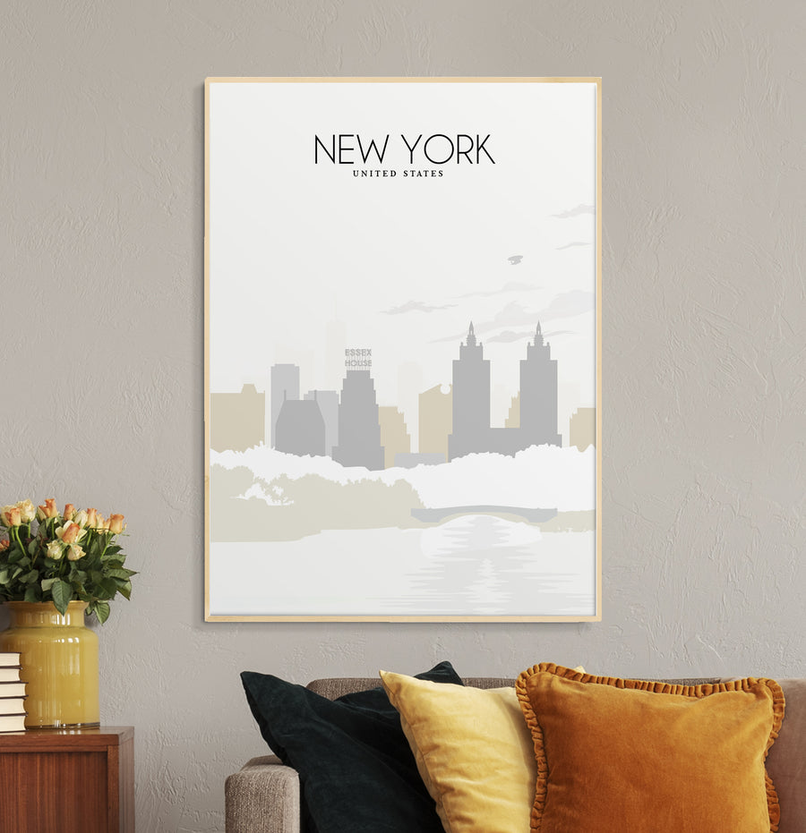 Neutral New York Poster, New York Print Monochrome