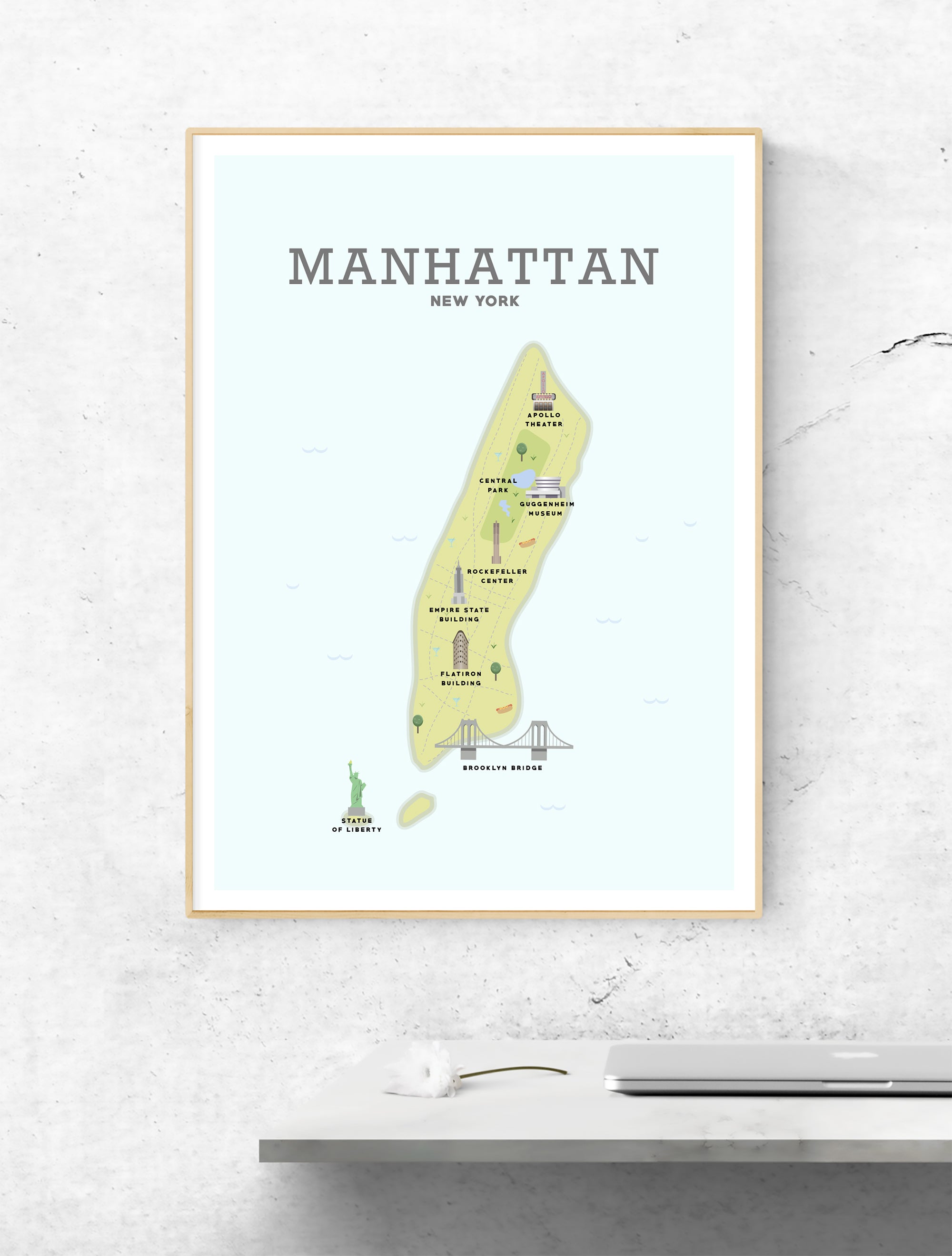Manhattan Map, New York Map, Manhattan Print – Hill View Prints