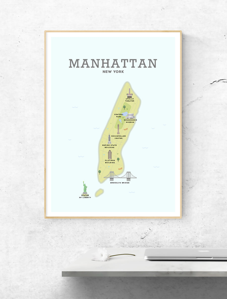 Manhattan Map, New York  Map, Manhattan Print