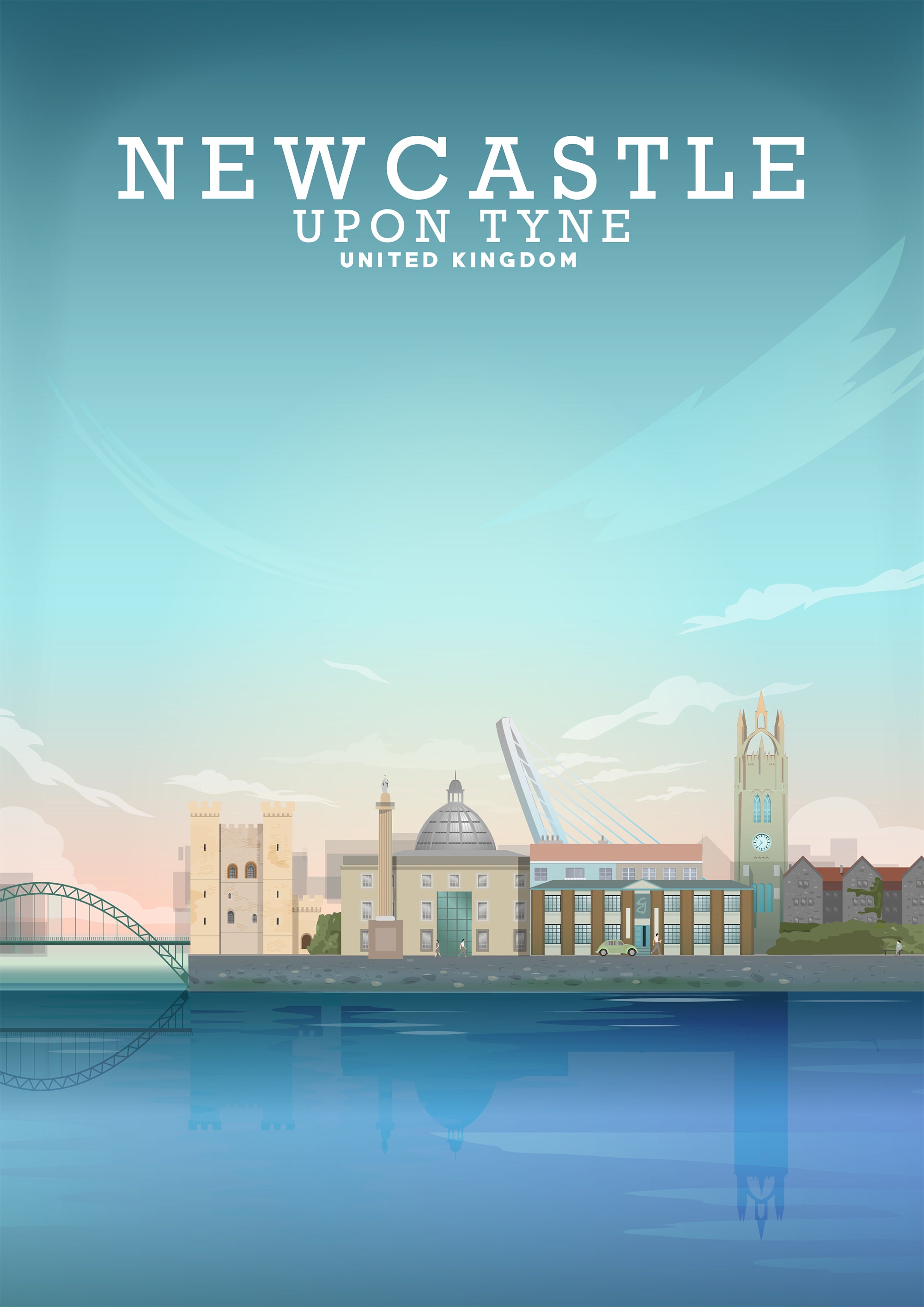 Newcastle Upon Tyne Print, Newcastle Upon Tyne Poster – Hill View Prints