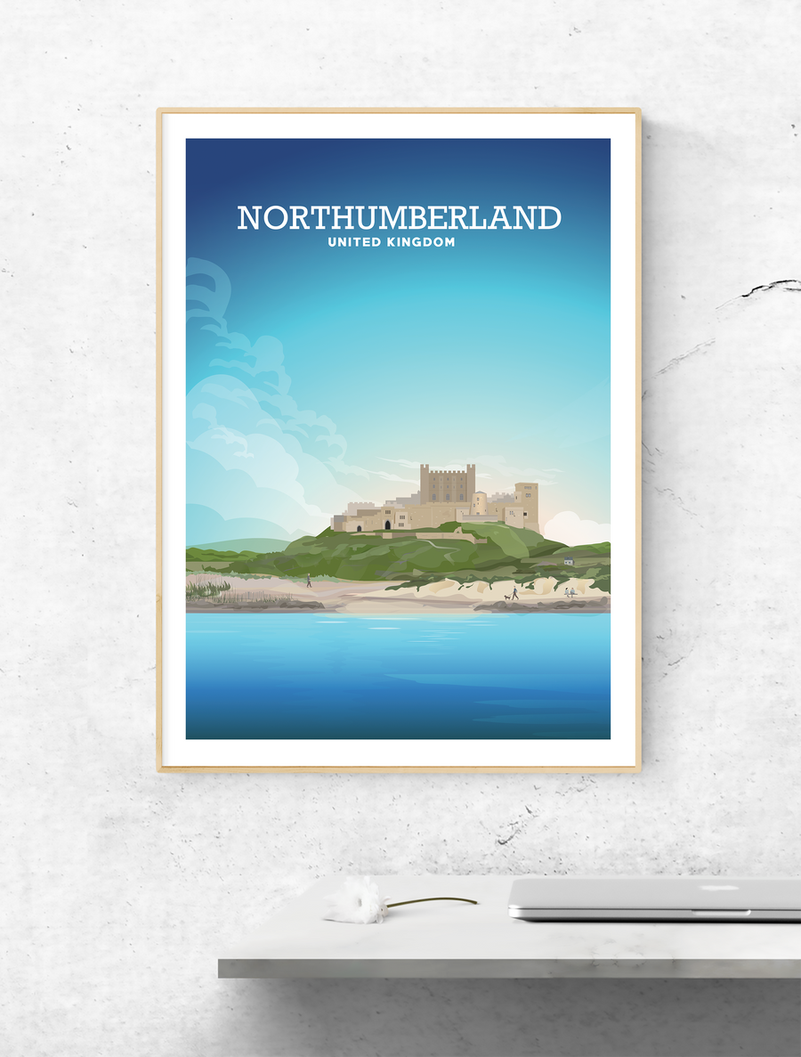 Northumberland Poster, Bamburgh Castle Print
