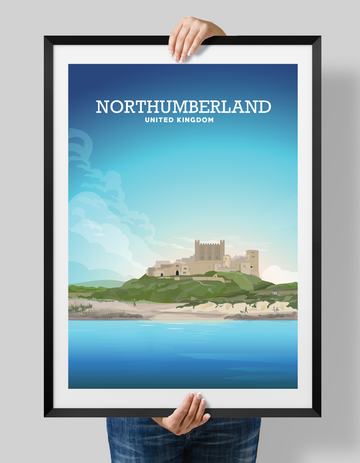 Northumberland Poster, Bamburgh Castle Print