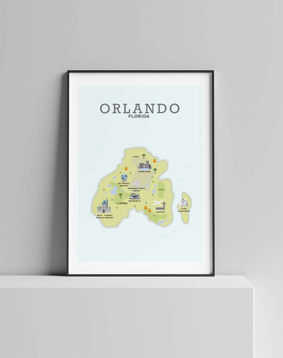 Orlando Map, Orlando Poster, Orlando Print