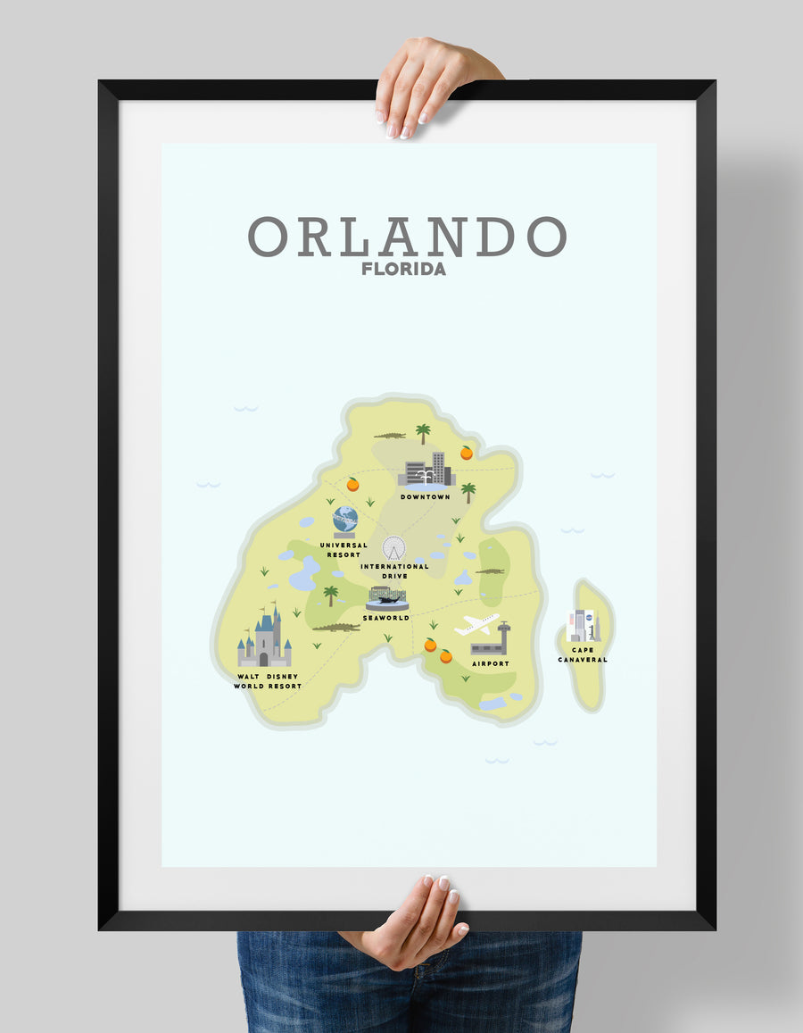 Orlando Map, Orlando Poster, Orlando Print