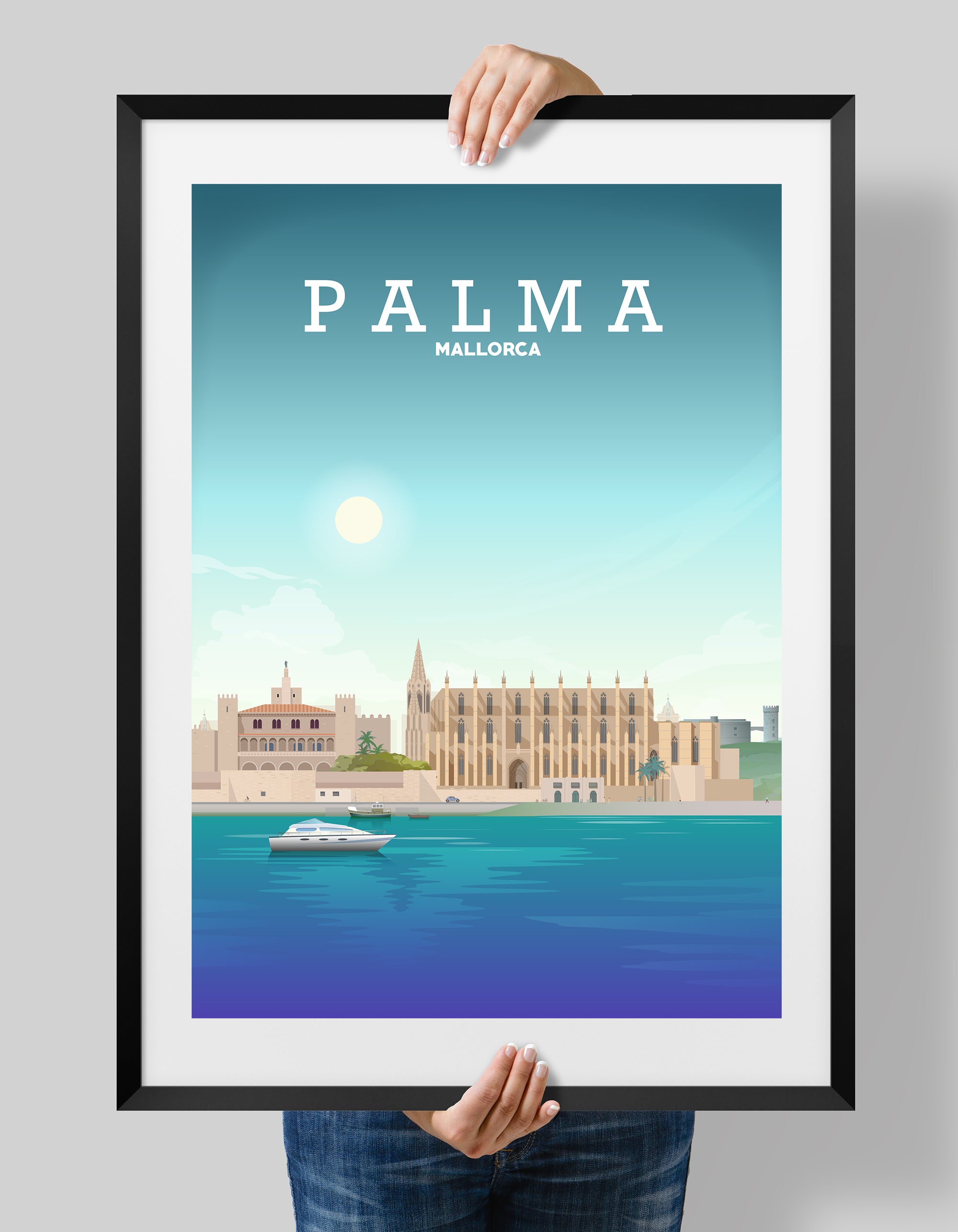 Palma Majorca Travel Print, Mallorca Travel Poster Palma – Hill View Prints