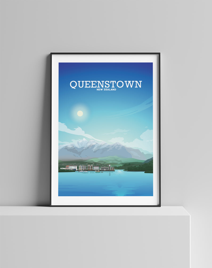 Queenstown New Zealand Poster, New Zealand Art, Queenstown Print