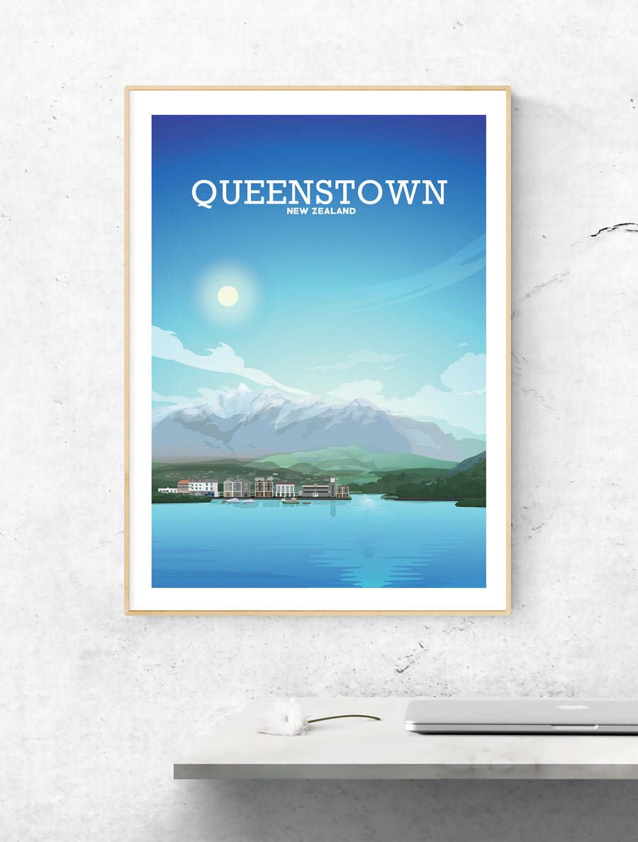 Queenstown New Zealand Poster, New Zealand Art, Queenstown Print