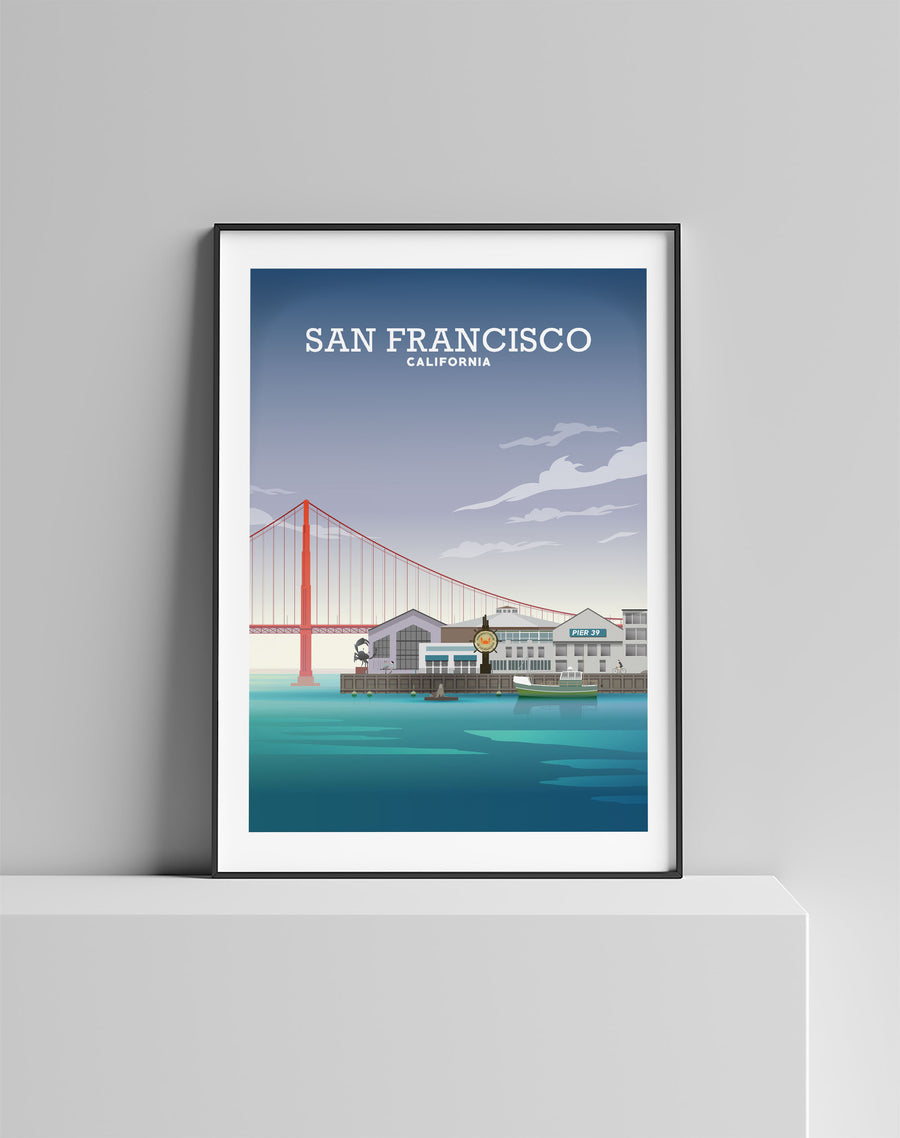San Francisco Print, Fisherman's Wharf, Golden Gate Bridge
