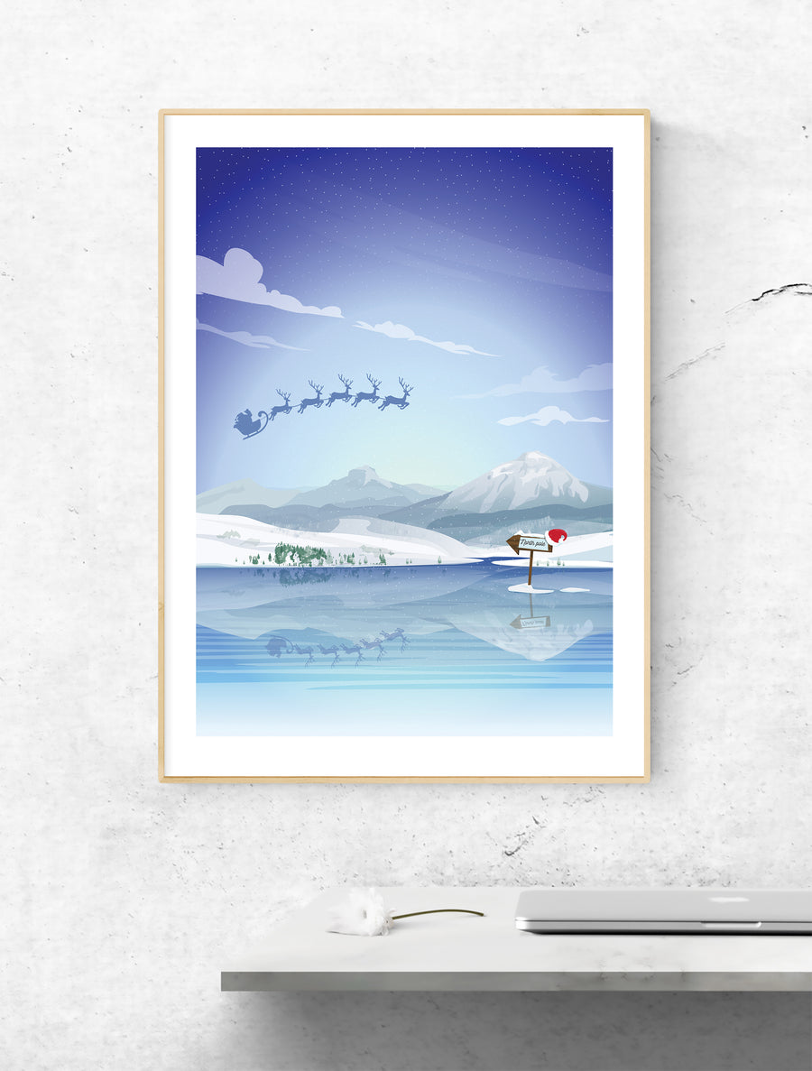 Santa North Pole Poster, Lapland Print