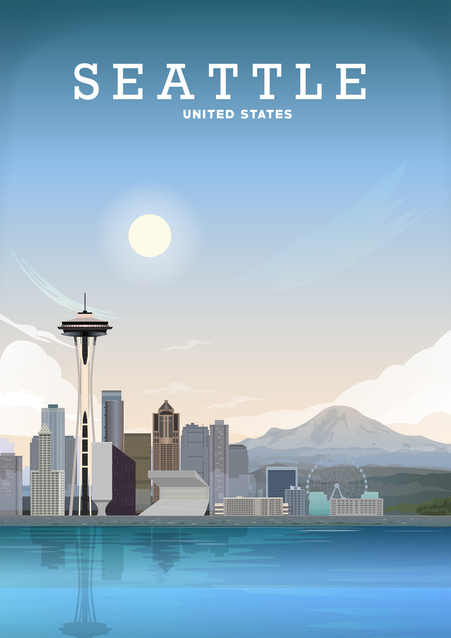 Seattle, Washingston USA Travel Poster, Seattle Print