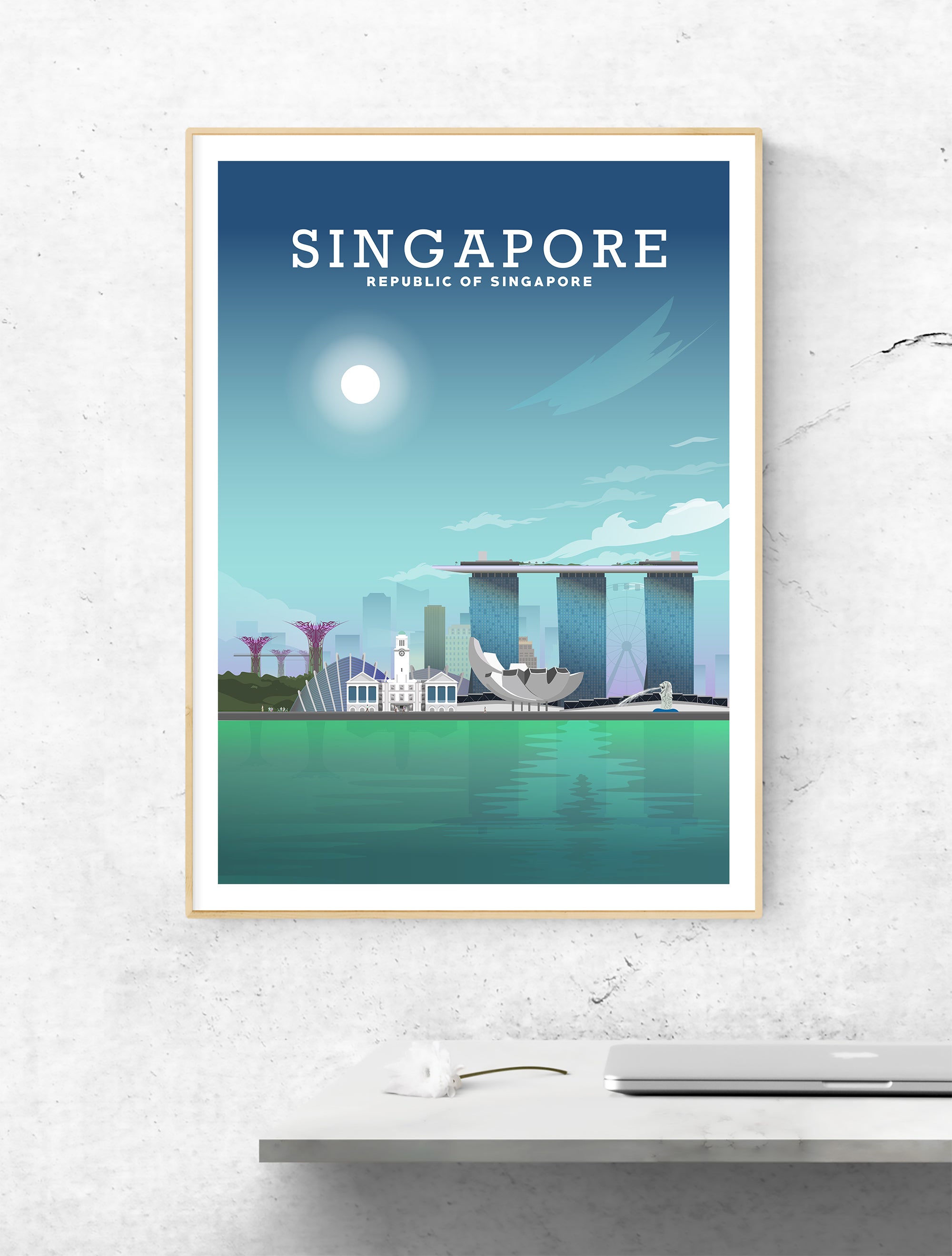 Singapore Print, Singapore Poster, Singapore Art Hill View Prints