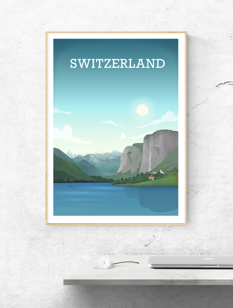 Switzerland Print, Switzerland Poster, Alps Poster, Swiss Art