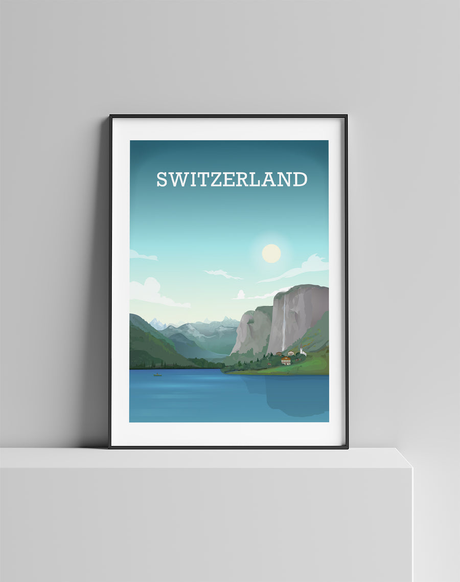 Switzerland Print, Switzerland Poster, Alps Poster, Swiss Art
