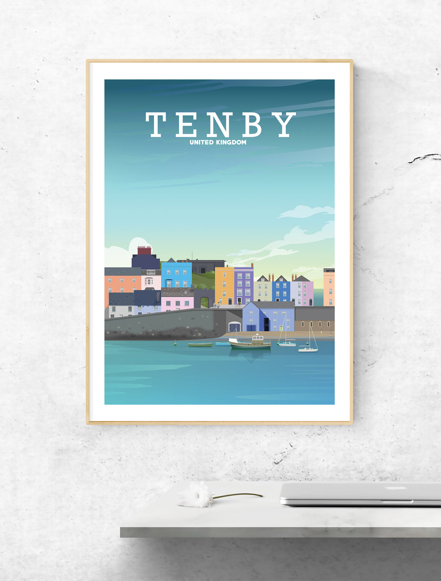Tenby Print, Pembrokeshire Poster, Tenby Harbour