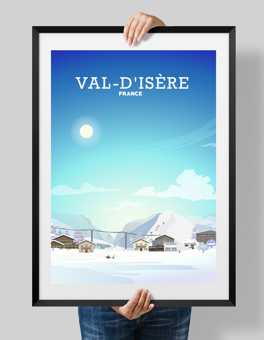 Val d’Isère Print, French Skiing Poster, The Alps Snowboarding
