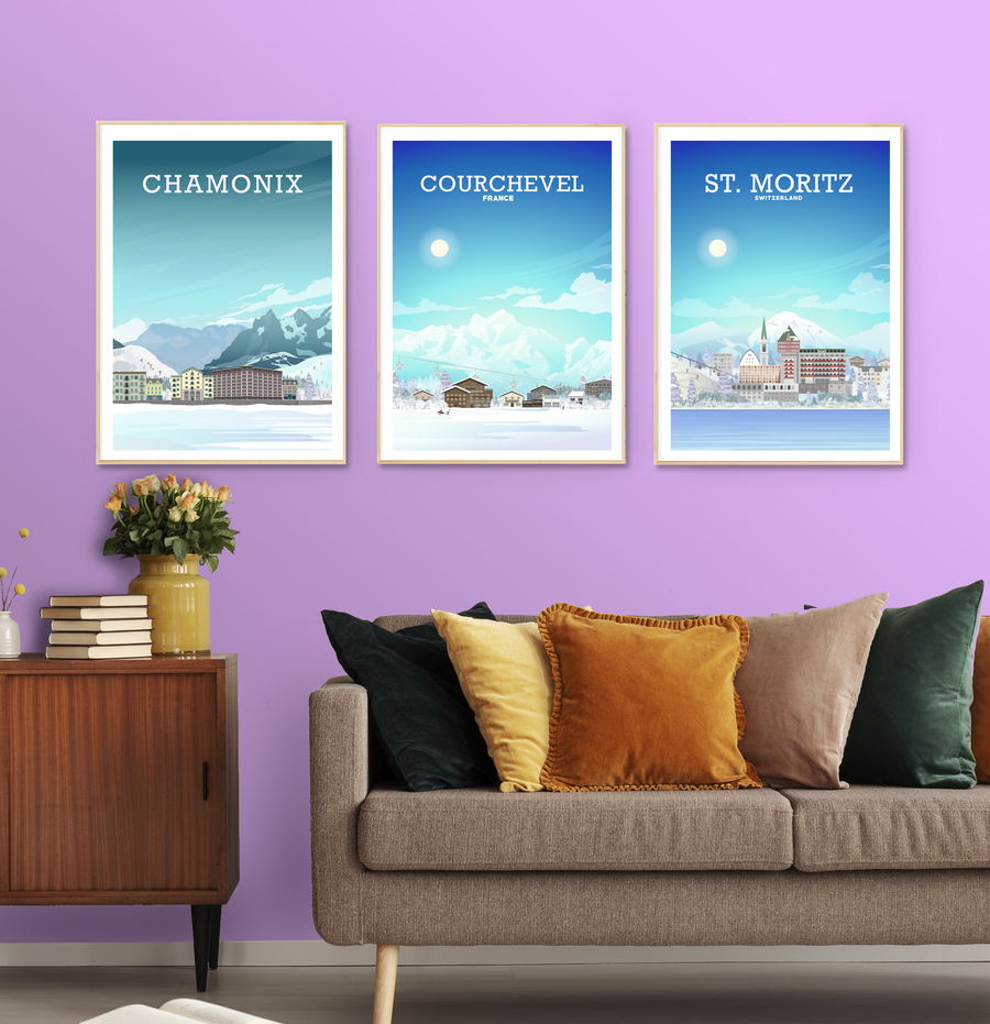 Chamonix Ski Poster, Mont Blanc, French Alps